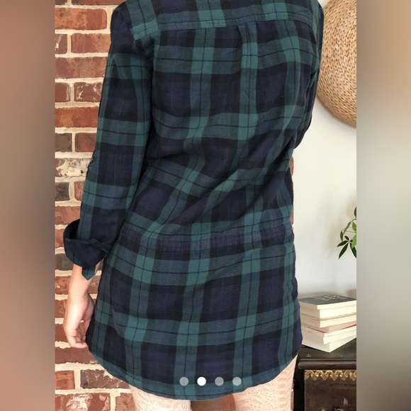 Vintage Flannel Plaid Check Tunic Dress Button Shirt Belt Cabin Cottage Coastal - Picture 6 of 8